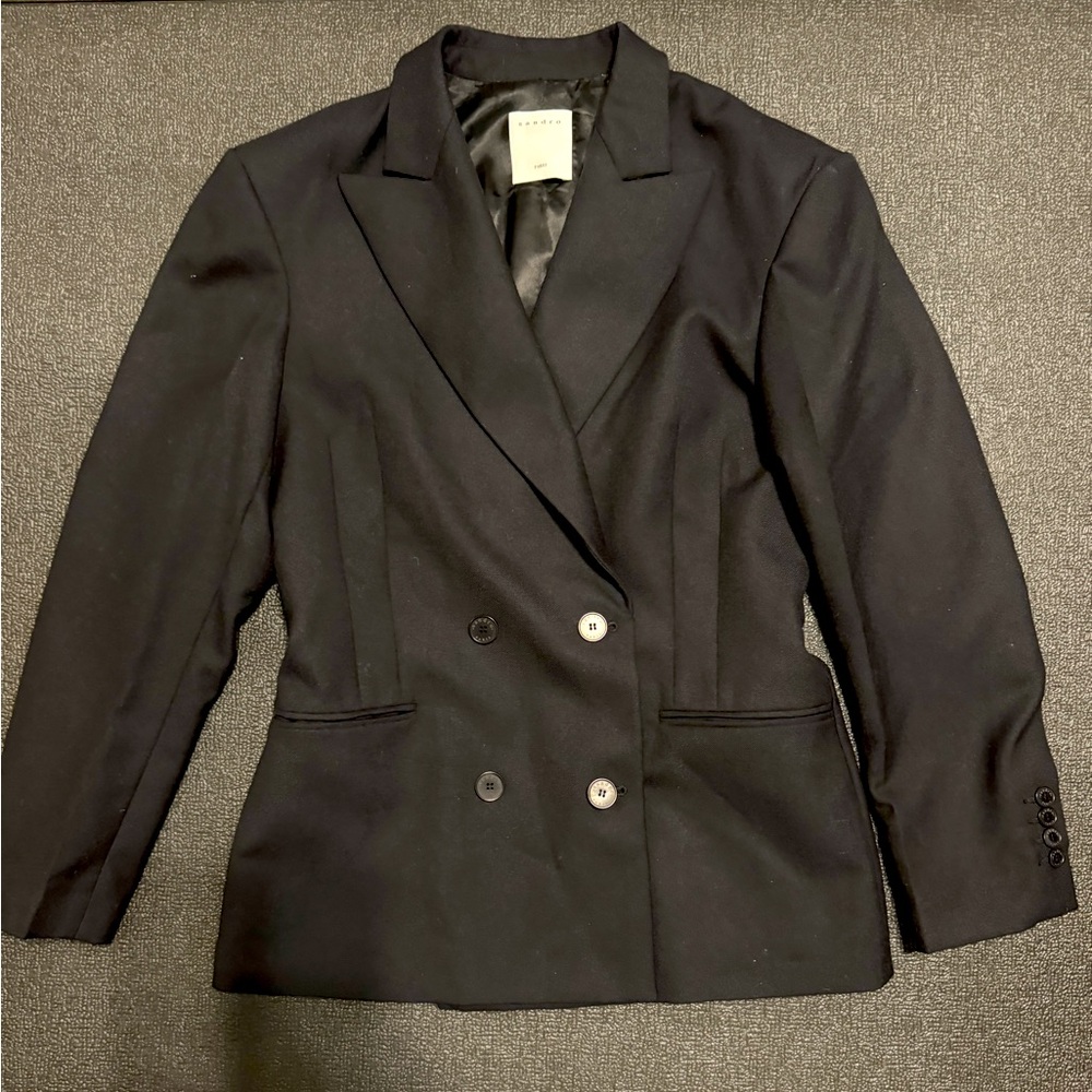 Sandro Tailored double breast blazer navy size 38